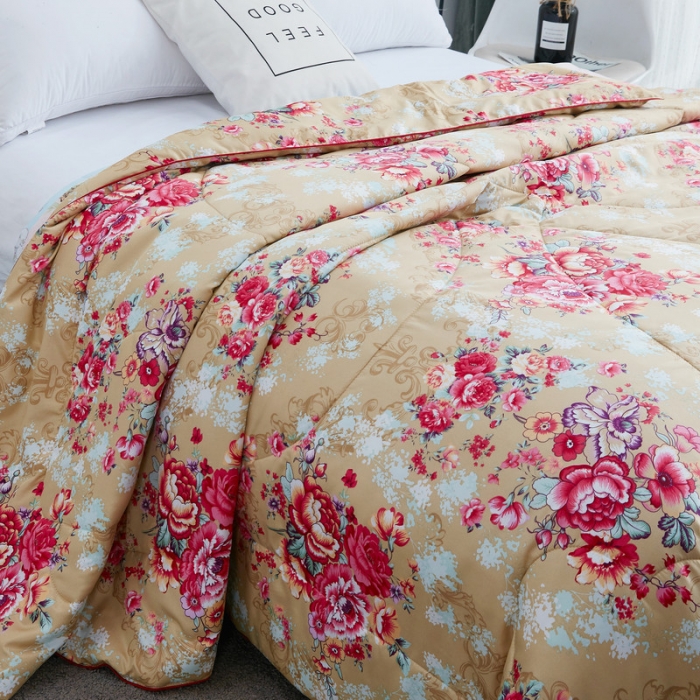 91家纺网 家纺一手货源 找家纺 鑫发家纺 2021新款丝绸印花被 国色天香金