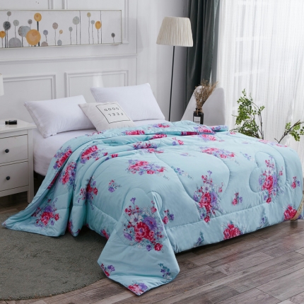 鑫发家纺 2021新款丝绸印花被 国色天香兰