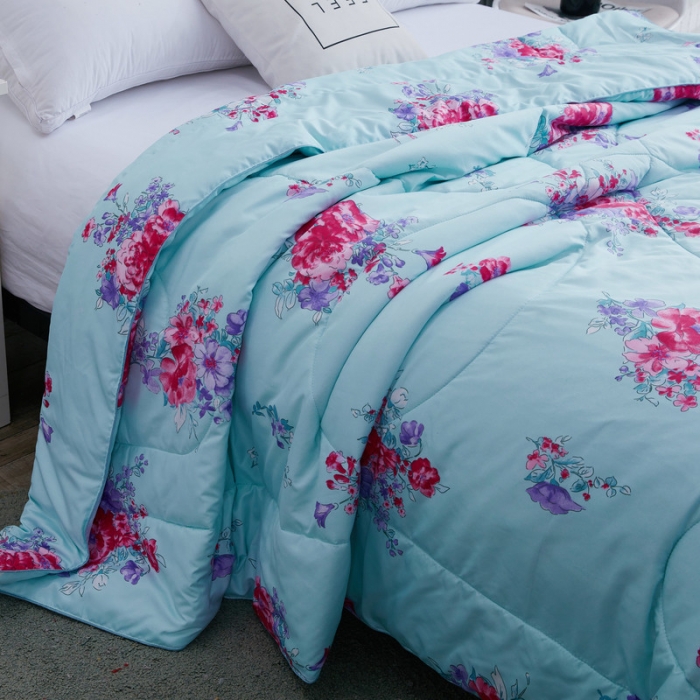 91家纺网 家纺一手货源 找家纺 鑫发家纺 2021新款丝绸印花被 国色天香兰