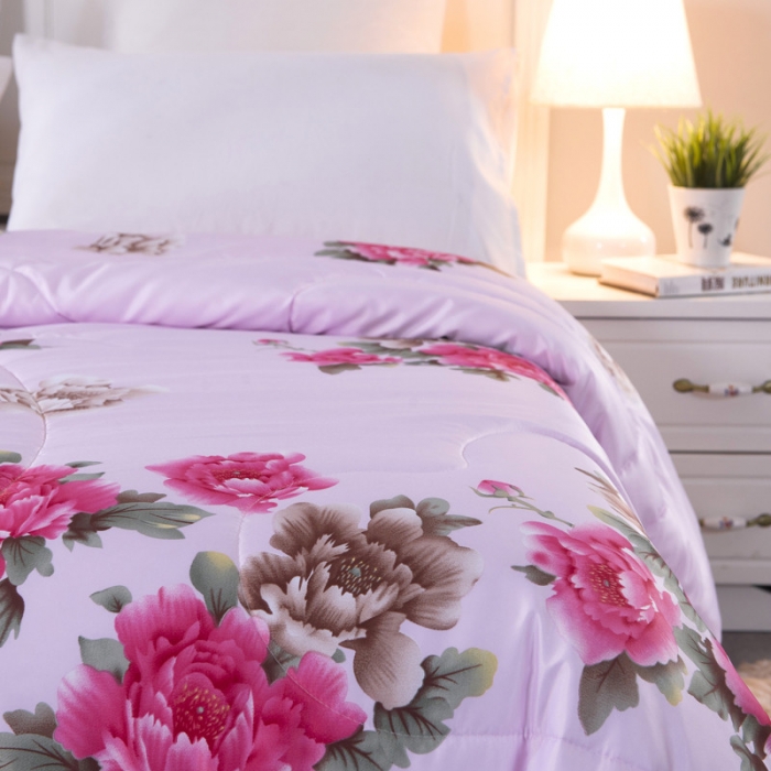 91家纺网 家纺一手货源 找家纺 鑫发家纺 2021新款丝绸印花被 盛世牡丹-粉