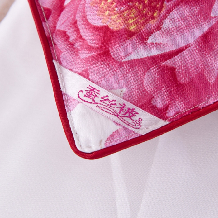 91家纺网 家纺一手货源 找家纺 鑫发家纺2021新款丝绸印花被 盛世牡丹-米白