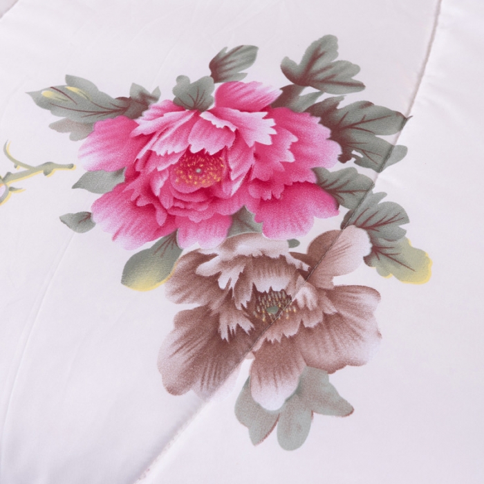 91家纺网 家纺一手货源 找家纺 鑫发家纺2021新款丝绸印花被 盛世牡丹-米白