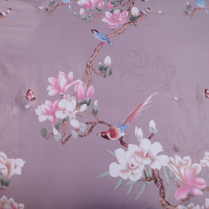 91家纺网 家纺一手货源 找家纺 鑫发家纺 2019新款织锦稠被 喜上枝头-豆沙紫