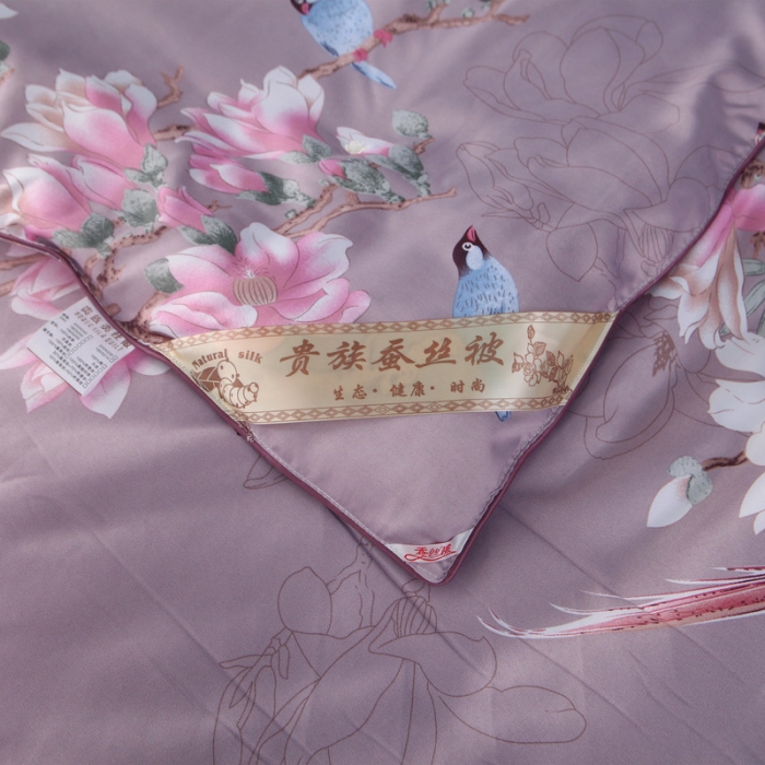 91家纺网 家纺一手货源 找家纺 鑫发家纺 2019新款织锦稠被 喜上枝头-豆沙紫