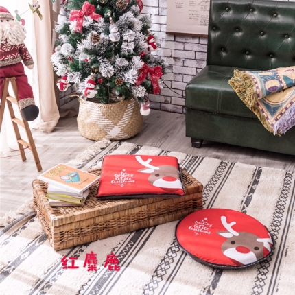 米塔 2018新款圣诞织带系列坐垫 红麋鹿