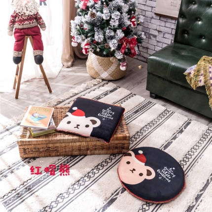 米塔 2018新款圣诞织带系列坐垫 红帽熊