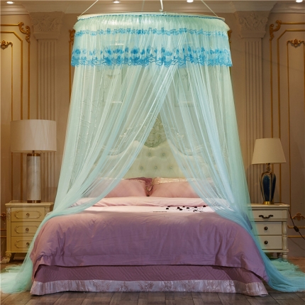 91家纺网 家纺一手货源 找家纺 冉美家纺 2021新款圆顶蚊帐倾城水绿