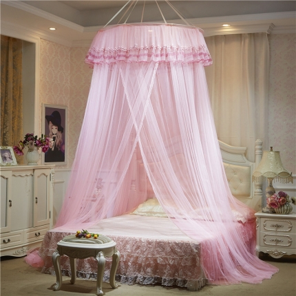 91家纺网 家纺一手货源 找家纺 冉美家纺 2021新款圆顶蚊帐栀子花玉色