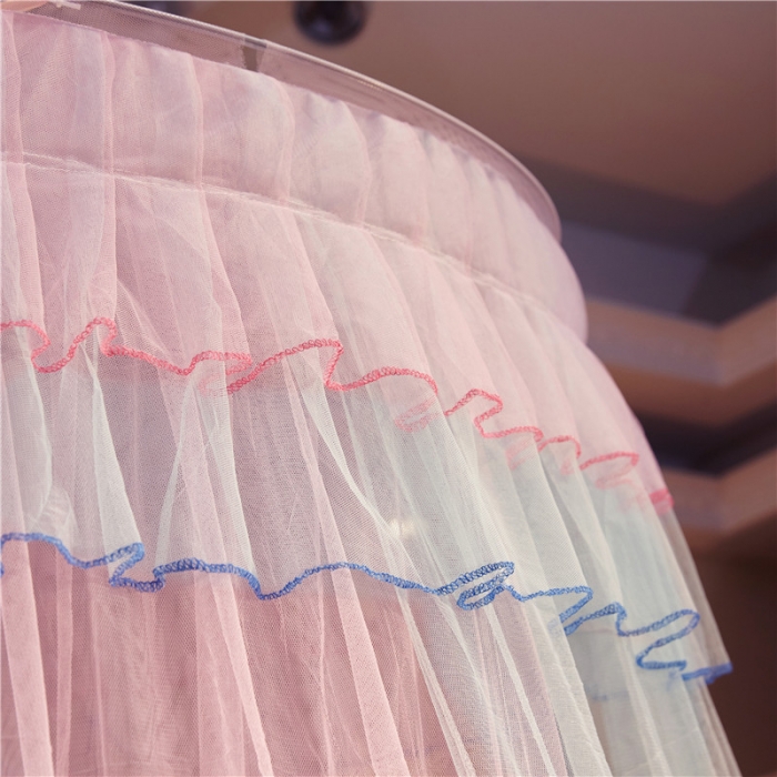 91家纺网 家纺一手货源 找家纺 冉美家纺 2021新款圆顶蚊帐缤纷粉绿