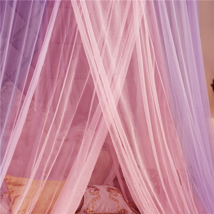 91家纺网 家纺一手货源 找家纺 冉美家纺 2021新款圆顶蚊帐缤纷粉紫