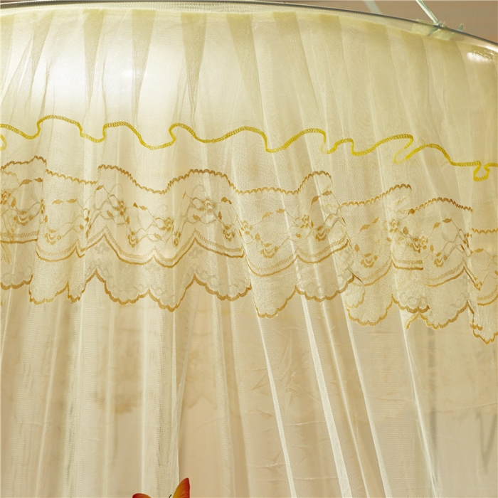 91家纺网 家纺一手货源 找家纺 冉美家纺 2021新款圆顶蚊帐蝴蝶兰黄色