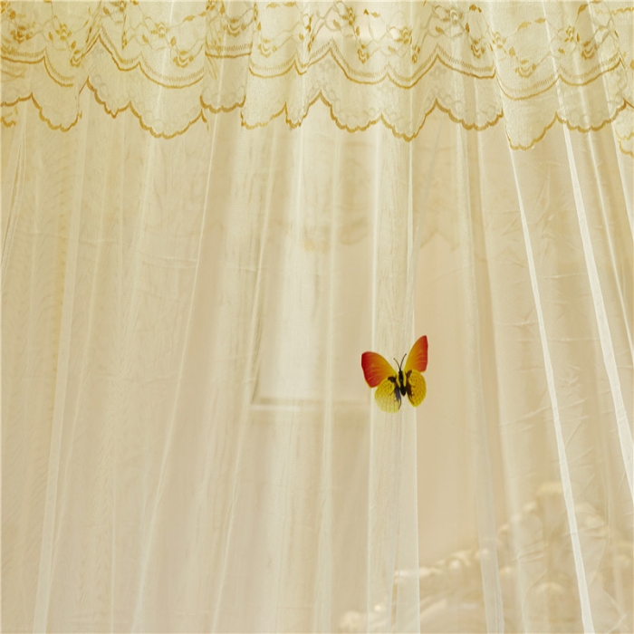 91家纺网 家纺一手货源 找家纺 冉美家纺 2021新款圆顶蚊帐蝴蝶兰黄色