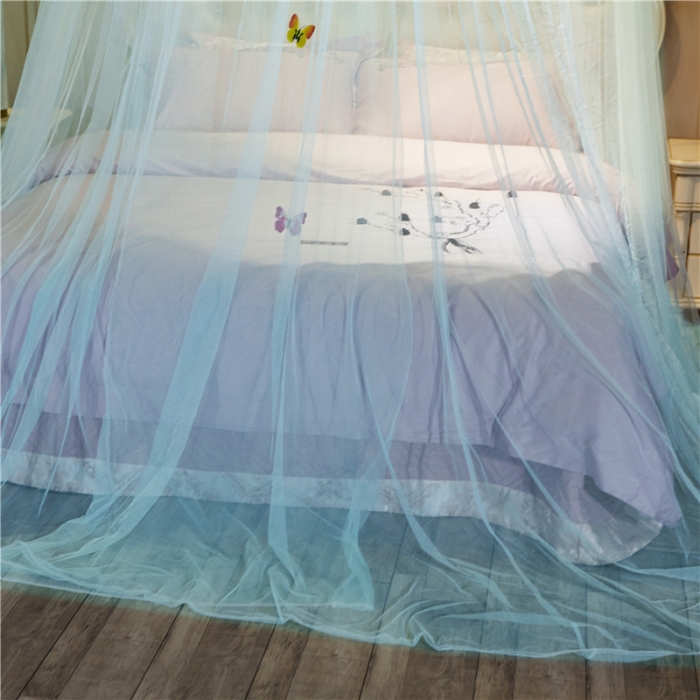 91家纺网 家纺一手货源 找家纺 冉美家纺 2021新款圆顶蚊帐蝴蝶兰水绿