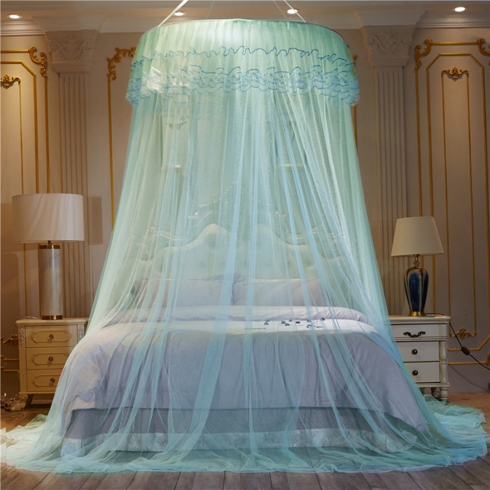 91家纺网 家纺一手货源 找家纺 冉美家纺 2021新款圆顶蚊帐蝴蝶兰水绿