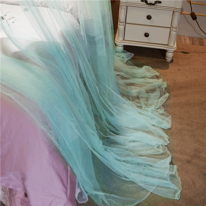 91家纺网 家纺一手货源 找家纺 冉美家纺 2021新款圆顶蚊帐蝴蝶兰水绿