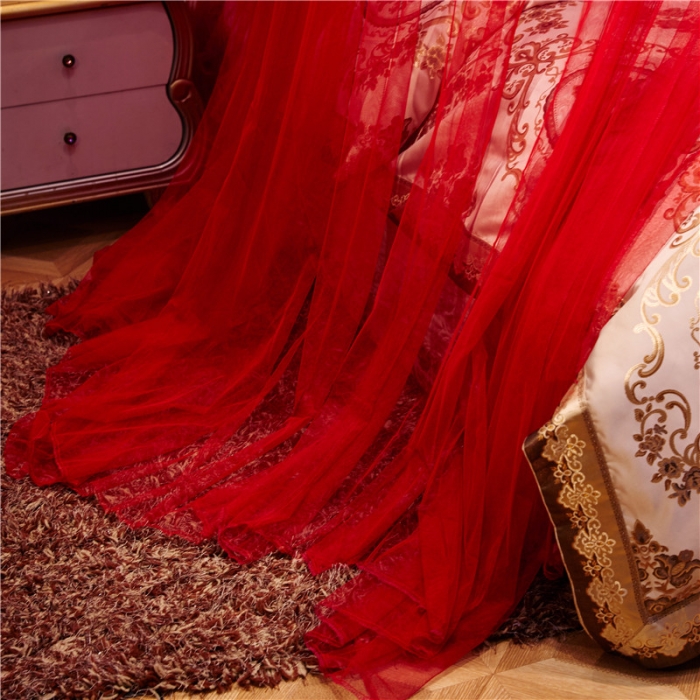 91家纺网 家纺一手货源 找家纺 冉美家纺 2021新款圆顶蚊帐花好月圆大红圆顶