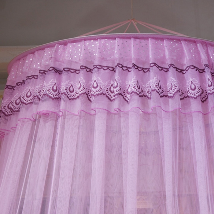 91家纺网 家纺一手货源 找家纺 冉美家纺 2021新款圆顶蚊帐漫天星粉色