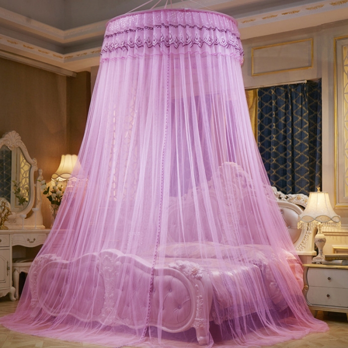 91家纺网 家纺一手货源 找家纺 冉美家纺 2021新款圆顶蚊帐漫天星粉色