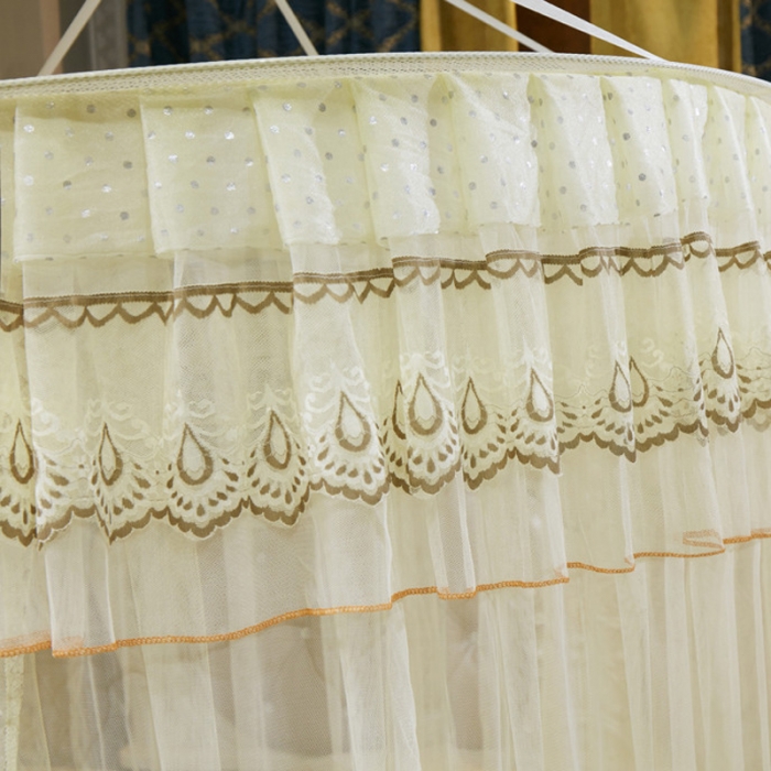 91家纺网 家纺一手货源 找家纺 冉美家纺 2021新款圆顶蚊帐漫天星黄色