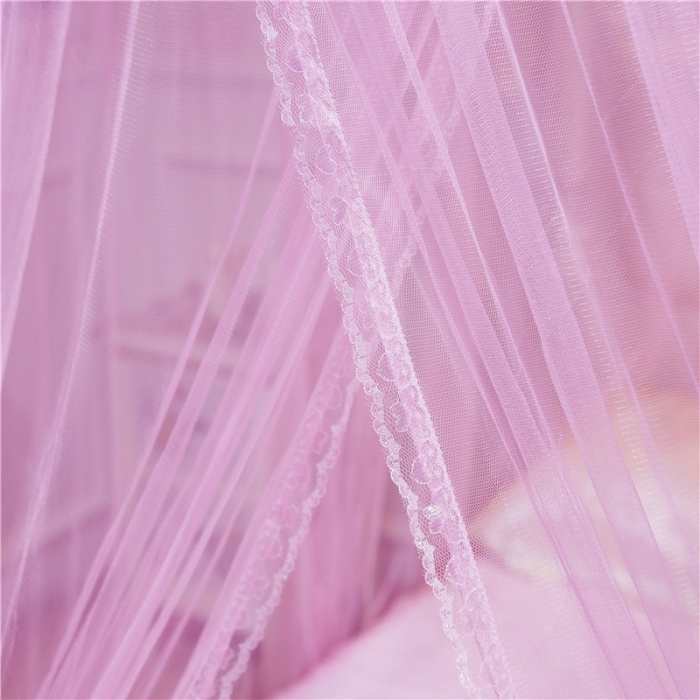 91家纺网 家纺一手货源 找家纺 冉美家纺 2021新款圆顶蚊帐栀子花粉色