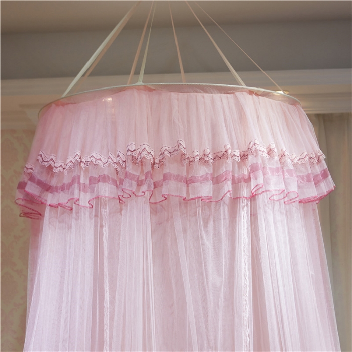 91家纺网 家纺一手货源 找家纺 冉美家纺 2021新款圆顶蚊帐栀子花玉色