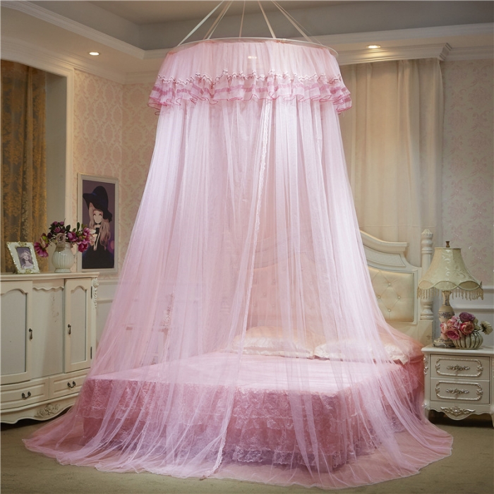 91家纺网 家纺一手货源 找家纺 冉美家纺 2021新款圆顶蚊帐栀子花玉色