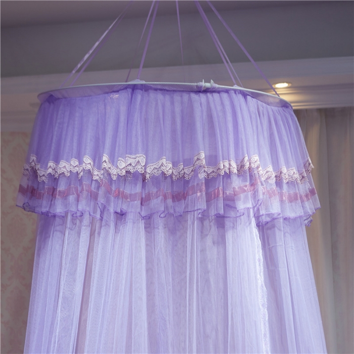 91家纺网 家纺一手货源 找家纺 冉美家纺 2021新款圆顶蚊帐栀子花紫色