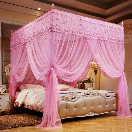 91家纺网 家纺一手货源 找家纺 冉美家纺 2021新款宫廷蚊帐花思语粉色