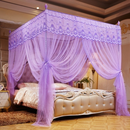 91家纺网 家纺一手货源 找家纺 冉美家纺 2021新款宫廷蚊帐花思语紫色