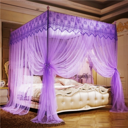 冉美家纺 2021新款宫廷蚊帐繁花紫色