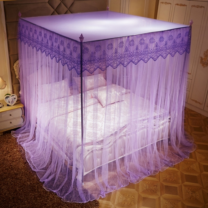 91家纺网 家纺一手货源 找家纺 冉美家纺 2021新款宫廷蚊帐繁花紫色