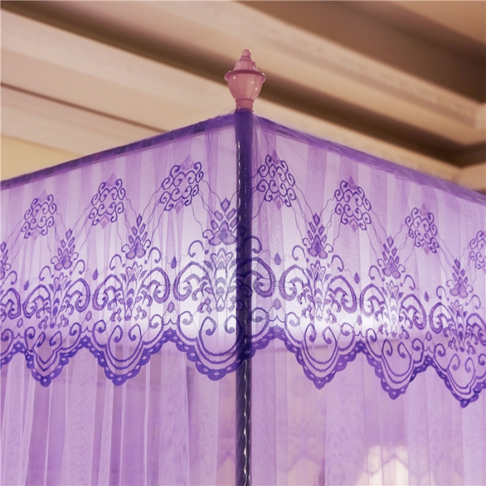 91家纺网 家纺一手货源 找家纺 冉美家纺 2021新款宫廷蚊帐繁花紫色