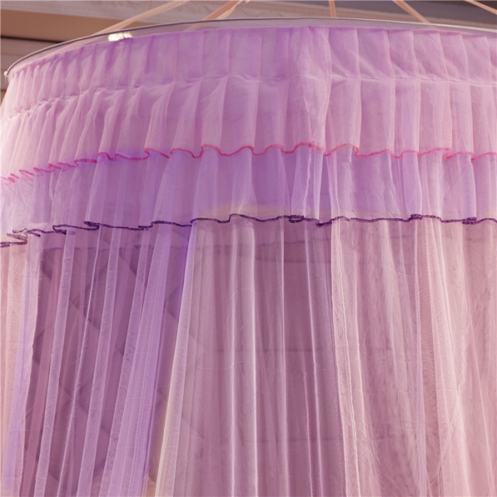 91家纺网 家纺一手货源 找家纺 冉美家纺 2021新款圆顶蚊帐缤纷粉紫