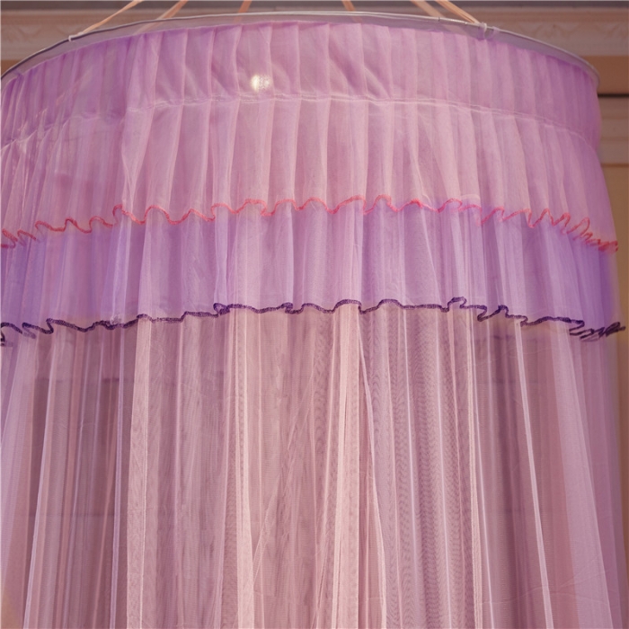 91家纺网 家纺一手货源 找家纺 冉美家纺 2021新款圆顶蚊帐缤纷粉紫
