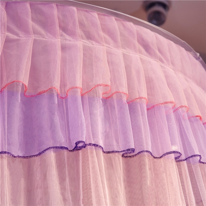 91家纺网 家纺一手货源 找家纺 冉美家纺 2021新款圆顶蚊帐缤纷粉紫