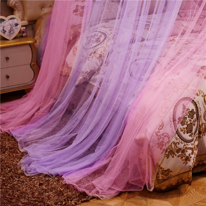91家纺网 家纺一手货源 找家纺 冉美家纺 2021新款圆顶蚊帐缤纷粉紫