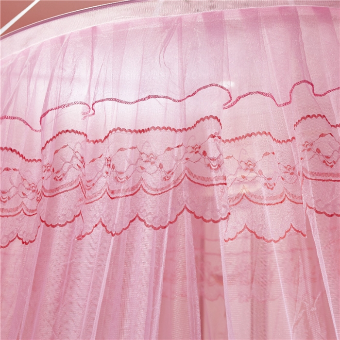 91家纺网 家纺一手货源 找家纺 冉美家纺 2021新款圆顶蚊帐蝴蝶兰粉色