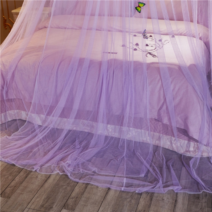 91家纺网 家纺一手货源 找家纺 冉美家纺 2021新款圆顶蚊帐蝴蝶兰紫色
