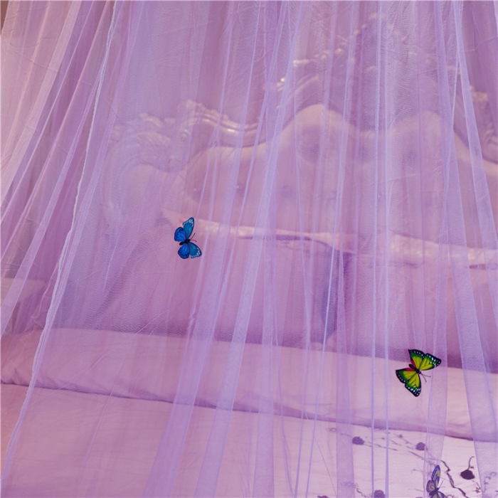 91家纺网 家纺一手货源 找家纺 冉美家纺 2021新款圆顶蚊帐蝴蝶兰紫色
