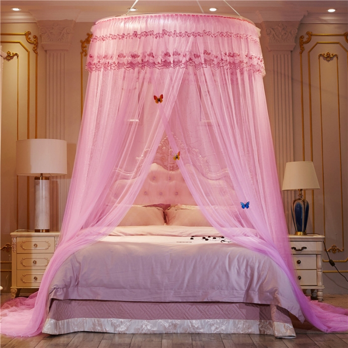 91家纺网 家纺一手货源 找家纺 冉美家纺 2021新款圆顶蚊帐倾城粉色