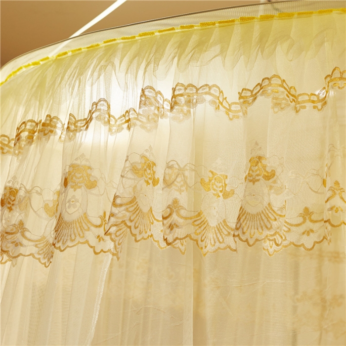 91家纺网 家纺一手货源 找家纺 冉美家纺 2021新款圆顶蚊帐倾城黄色