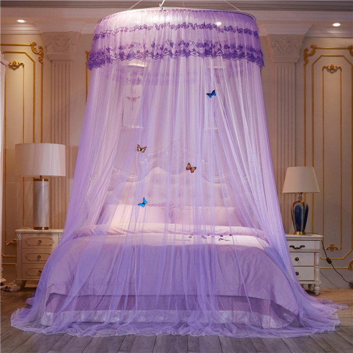 91家纺网 家纺一手货源 找家纺 冉美家纺 2021新款圆顶蚊帐倾城紫色