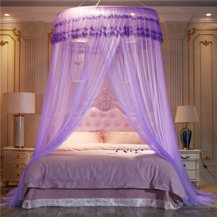 91家纺网 家纺一手货源 找家纺 冉美家纺 2021新款圆顶蚊帐倾城紫色