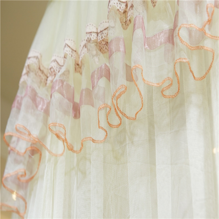 91家纺网 家纺一手货源 找家纺 冉美家纺 2021新款圆顶蚊帐栀子花米黄色