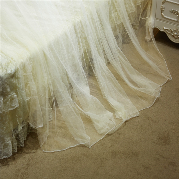 91家纺网 家纺一手货源 找家纺 冉美家纺 2021新款圆顶蚊帐栀子花米黄色