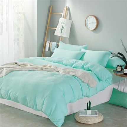 91家纺网 家纺一手货源 找家纺 (总)优宜家纺织 水洗棉四件套（纯色系列）床笠款