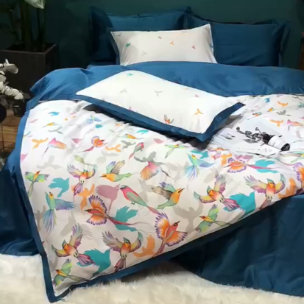 91家纺网 家纺一手货源 找家纺 太古汇家居 60数码印花系列四件套 TGH布伦达白