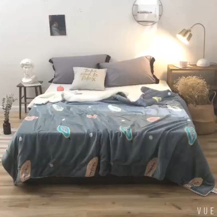 91家纺网 家纺一手货源 找家纺 昔可家纺 2018新品羊羔绒毛毯 木瓜水果