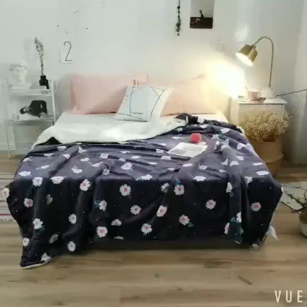 91家纺网 家纺一手货源 找家纺 昔可家纺 2018新品羊羔绒毛毯 小菊花