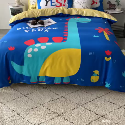 91家纺网 家纺一手货源 找家纺 涵宸家纺 大版全棉平网系列 （多规格）套件床单款 恐龙乐园